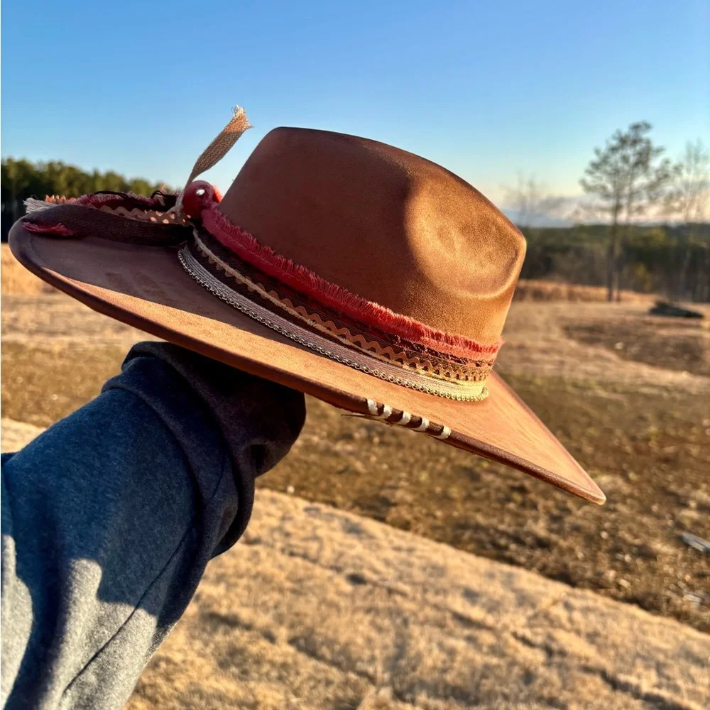 Brown Suede Cowboy Hat - Picture 5 of 8